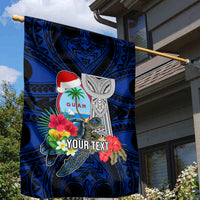 Custom Guam Christmas Garden Flag Santa Gift Latte Stone and Sea Turle Mix Hibiscus Chamorro Blue Style LT03 - Polynesian Pride