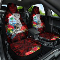 Guam Christmas Car Seat Cover Santa Gift Latte Stone and Sea Turle Mix Hibiscus Chamorro Red Style LT03 One Size Red - Polynesian Pride
