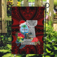 Guam Christmas Garden Flag Santa Gift Latte Stone and Sea Turle Mix Hibiscus Chamorro Red Style LT03 Garden Flag Red - Polynesian Pride