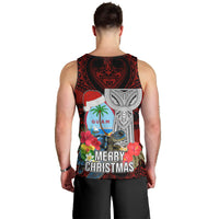 Guam Christmas Men Tank Top Santa Gift Latte Stone and Sea Turle Mix Hibiscus Chamorro Red Style LT03 - Polynesian Pride