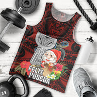 Guam Christmas Men Tank Top Santa Gift Latte Stone and Sea Turle Mix Hibiscus Chamorro Red Style LT03 - Polynesian Pride
