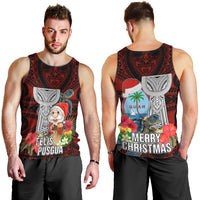 Guam Christmas Men Tank Top Santa Gift Latte Stone and Sea Turle Mix Hibiscus Chamorro Red Style LT03 - Polynesian Pride
