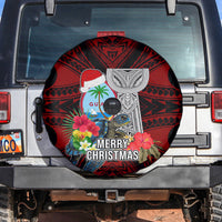 Guam Christmas Spare Tire Cover Santa Gift Latte Stone and Sea Turle Mix Hibiscus Chamorro Red Style LT03 Red - Polynesian Pride
