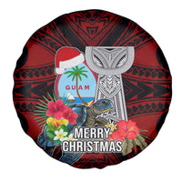 Guam Christmas Spare Tire Cover Santa Gift Latte Stone and Sea Turle Mix Hibiscus Chamorro Red Style LT03 - Polynesian Pride