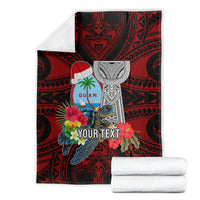 Custom Guam Christmas Blanket Santa Gift Latte Stone and Sea Turle Mix Hibiscus Chamorro Red Style LT03
