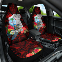 Custom Guam Christmas Car Seat Cover Santa Gift Latte Stone and Sea Turle Mix Hibiscus Chamorro Red Style LT03 One Size Red - Polynesian Pride