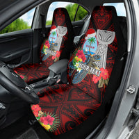 Custom Guam Christmas Car Seat Cover Santa Gift Latte Stone and Sea Turle Mix Hibiscus Chamorro Red Style LT03 - Polynesian Pride