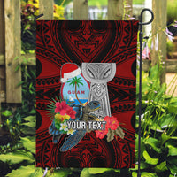 Custom Guam Christmas Garden Flag Santa Gift Latte Stone and Sea Turle Mix Hibiscus Chamorro Red Style LT03 Garden Flag Red - Polynesian Pride