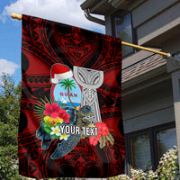Custom Guam Christmas Garden Flag Santa Gift Latte Stone and Sea Turle Mix Hibiscus Chamorro Red Style LT03 - Polynesian Pride