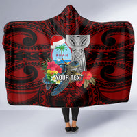 Custom Guam Christmas Hooded Blanket Santa Gift Latte Stone and Sea Turle Mix Hibiscus Chamorro Red Style LT03 - Polynesian Pride