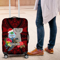 Custom Guam Christmas Luggage Cover Santa Gift Latte Stone and Sea Turle Mix Hibiscus Chamorro Red Style LT03 Red - Polynesian Pride