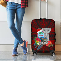 Custom Guam Christmas Luggage Cover Santa Gift Latte Stone and Sea Turle Mix Hibiscus Chamorro Red Style LT03 - Polynesian Pride