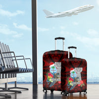 Custom Guam Christmas Luggage Cover Santa Gift Latte Stone and Sea Turle Mix Hibiscus Chamorro Red Style LT03 - Polynesian Pride
