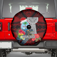 Custom Guam Christmas Spare Tire Cover Santa Gift Latte Stone and Sea Turle Mix Hibiscus Chamorro Red Style LT03 - Polynesian Pride