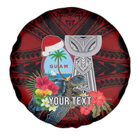Custom Guam Christmas Spare Tire Cover Santa Gift Latte Stone and Sea Turle Mix Hibiscus Chamorro Red Style LT03 - Polynesian Pride