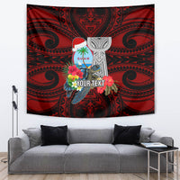 Custom Guam Christmas Tapestry Santa Gift Latte Stone and Sea Turle Mix Hibiscus Chamorro Red Style LT03