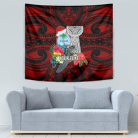 Custom Guam Christmas Tapestry Santa Gift Latte Stone and Sea Turle Mix Hibiscus Chamorro Red Style LT03