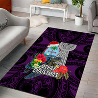Guam Christmas Area Rug Santa Gift Latte Stone and Sea Turle Mix Hibiscus Chamorro Pink Style LT03 - Polynesian Pride
