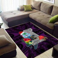 Guam Christmas Area Rug Santa Gift Latte Stone and Sea Turle Mix Hibiscus Chamorro Pink Style LT03 - Polynesian Pride