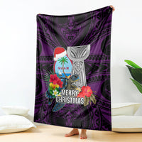 Guam Christmas Blanket Santa Gift Latte Stone and Sea Turle Mix Hibiscus Chamorro Pink Style LT03