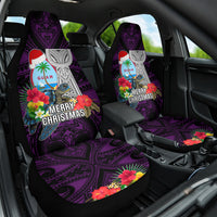 Guam Christmas Car Seat Cover Santa Gift Latte Stone and Sea Turle Mix Hibiscus Chamorro Pink Style LT03 One Size Pink - Polynesian Pride