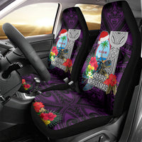 Guam Christmas Car Seat Cover Santa Gift Latte Stone and Sea Turle Mix Hibiscus Chamorro Pink Style LT03 - Polynesian Pride