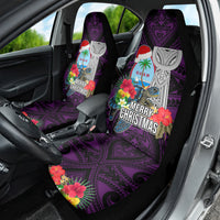 Guam Christmas Car Seat Cover Santa Gift Latte Stone and Sea Turle Mix Hibiscus Chamorro Pink Style LT03 - Polynesian Pride