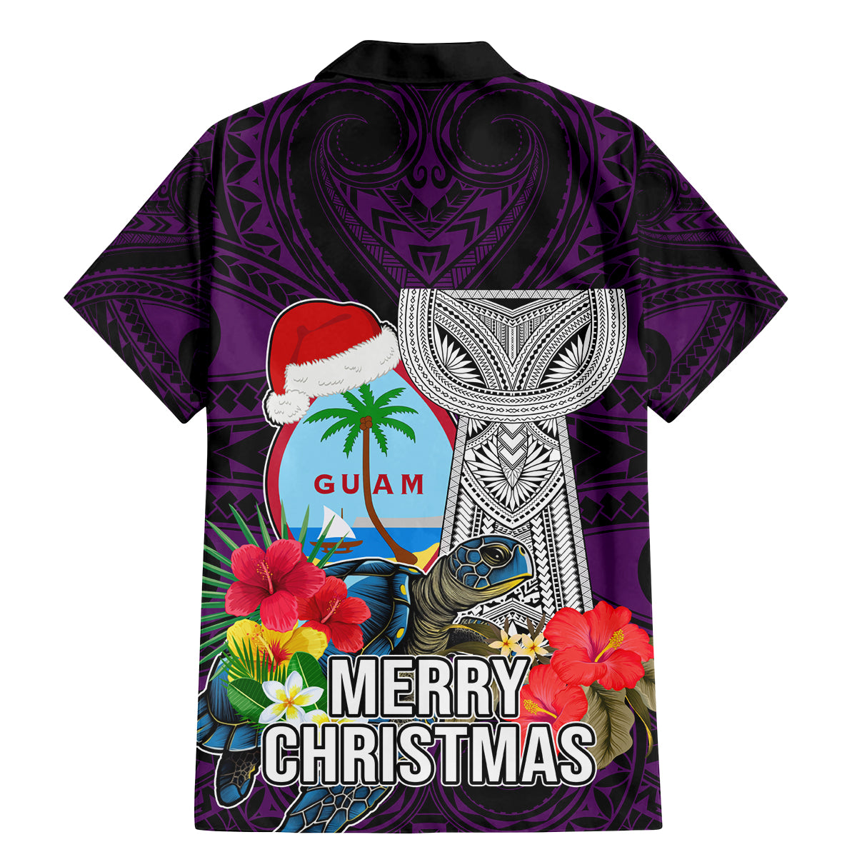 Guam Christmas Family Matching Mermaid Dress and Hawaiian Shirt Santa Gift Latte Stone and Sea Turle Mix Hibiscus Chamorro Pink Style LT03 - Polynesian Pride