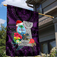 Guam Christmas Garden Flag Santa Gift Latte Stone and Sea Turle Mix Hibiscus Chamorro Pink Style LT03 - Polynesian Pride