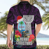Guam Christmas Hawaiian Shirt Santa Gift Latte Stone and Sea Turle Mix Hibiscus Chamorro Pink Style LT03 - Polynesian Pride