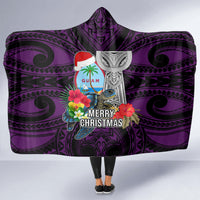Guam Christmas Hooded Blanket Santa Gift Latte Stone and Sea Turle Mix Hibiscus Chamorro Pink Style LT03 - Polynesian Pride