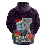 Guam Christmas Hoodie Santa Gift Latte Stone and Sea Turle Mix Hibiscus Chamorro Pink Style LT03 - Polynesian Pride