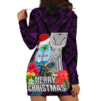 Guam Christmas Hoodie Dress Santa Gift Latte Stone and Sea Turle Mix Hibiscus Chamorro Pink Style LT03 - Polynesian Pride