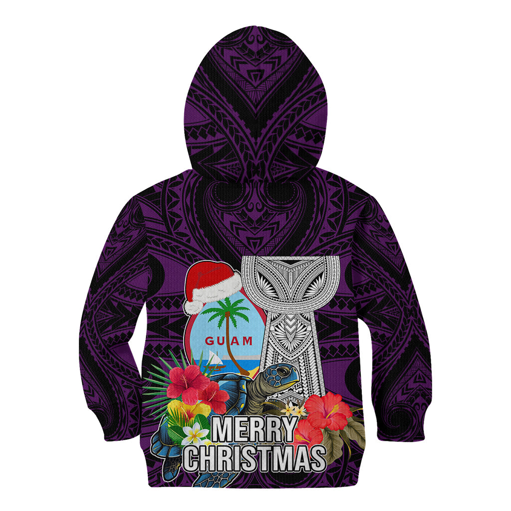 Guam Christmas Kid Hoodie Santa Gift Latte Stone and Sea Turle Mix Hibiscus Chamorro Pink Style LT03 - Polynesian Pride