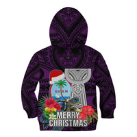 Guam Christmas Kid Hoodie Santa Gift Latte Stone and Sea Turle Mix Hibiscus Chamorro Pink Style LT03 - Polynesian Pride