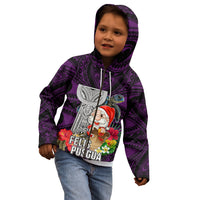 Guam Christmas Kid Hoodie Santa Gift Latte Stone and Sea Turle Mix Hibiscus Chamorro Pink Style LT03 - Polynesian Pride