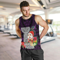 Guam Christmas Men Tank Top Santa Gift Latte Stone and Sea Turle Mix Hibiscus Chamorro Pink Style LT03 Pink - Polynesian Pride