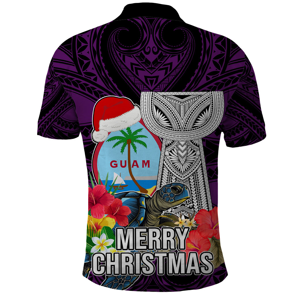 Guam Christmas Polo Shirt Santa Gift Latte Stone and Sea Turle Mix Hibiscus Chamorro Pink Style LT03 - Polynesian Pride