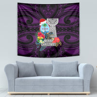 Guam Christmas Tapestry Santa Gift Latte Stone and Sea Turle Mix Hibiscus Chamorro Pink Style LT03