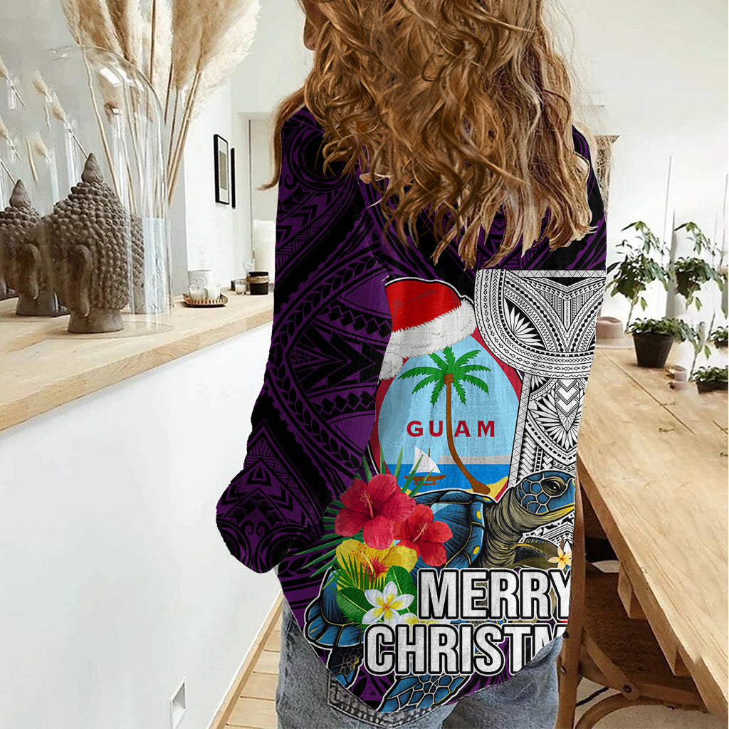 Guam Christmas Women Casual Shirt Santa Gift Latte Stone and Sea Turle Mix Hibiscus Chamorro Pink Style LT03 - Polynesian Pride