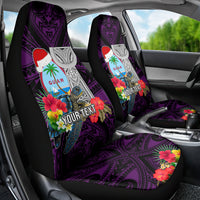 Custom Guam Christmas Car Seat Cover Santa Gift Latte Stone and Sea Turle Mix Hibiscus Chamorro Pink Style LT03 - Polynesian Pride