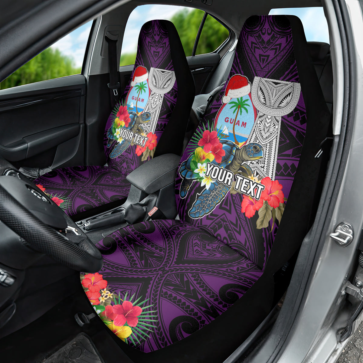 Custom Guam Christmas Car Seat Cover Santa Gift Latte Stone and Sea Turle Mix Hibiscus Chamorro Pink Style LT03 - Polynesian Pride