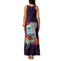 Custom Guam Christmas Family Matching Tank Maxi Dress and Hawaiian Shirt Santa Gift Latte Stone and Sea Turle Mix Hibiscus Chamorro Pink Style LT03 - Polynesian Pride
