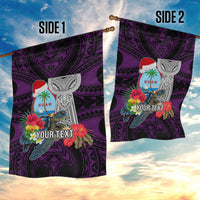 Custom Guam Christmas Garden Flag Santa Gift Latte Stone and Sea Turle Mix Hibiscus Chamorro Pink Style LT03 - Polynesian Pride