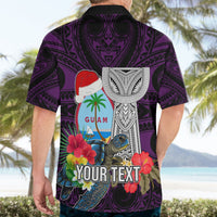 Custom Guam Christmas Hawaiian Shirt Santa Gift Latte Stone and Sea Turle Mix Hibiscus Chamorro Pink Style LT03 - Polynesian Pride