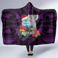 Custom Guam Christmas Hooded Blanket Santa Gift Latte Stone and Sea Turle Mix Hibiscus Chamorro Pink Style LT03 - Polynesian Pride