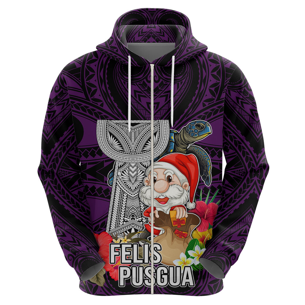 Custom Guam Christmas Hoodie Santa Gift Latte Stone and Sea Turle Mix Hibiscus Chamorro Pink Style LT03 - Polynesian Pride