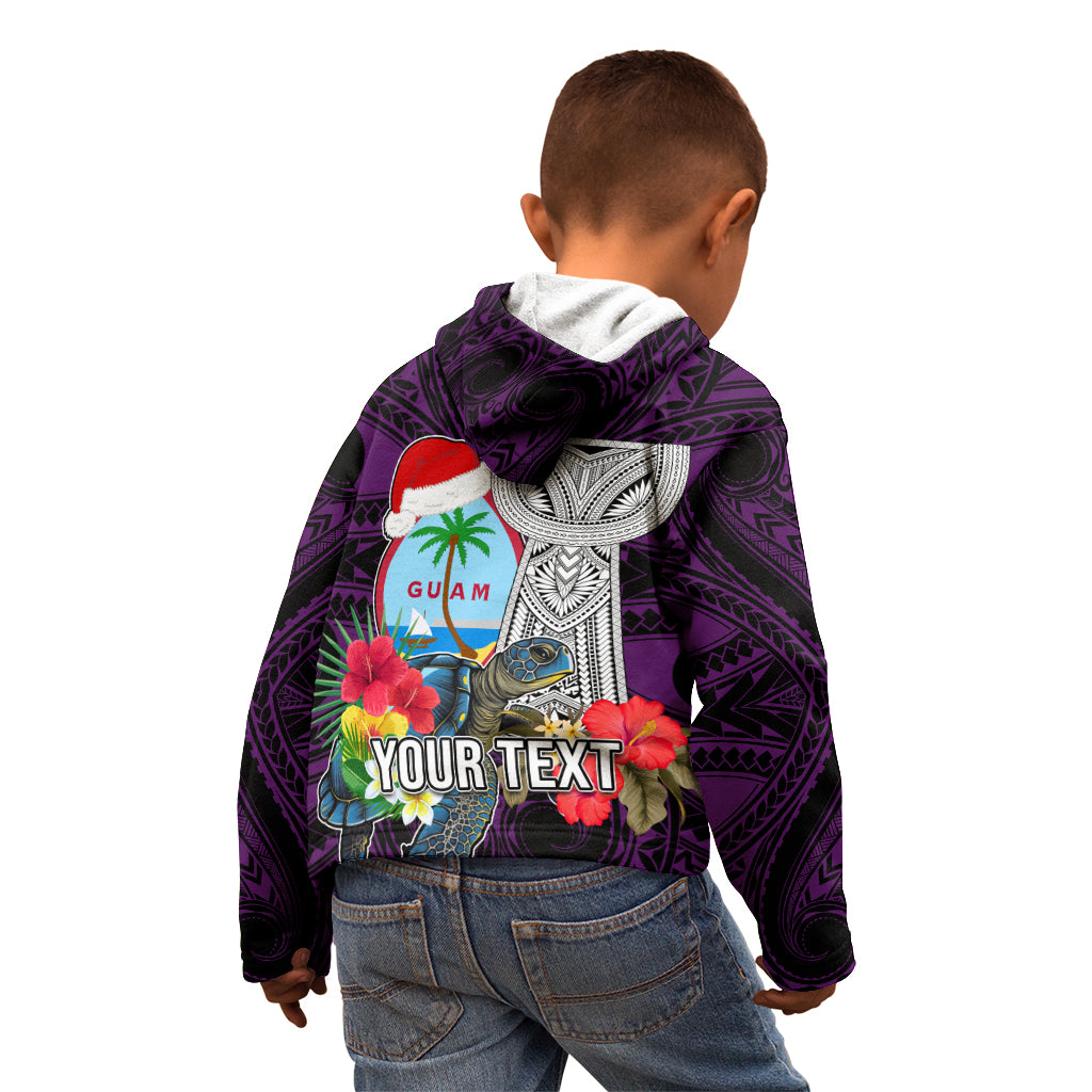 Custom Guam Christmas Kid Hoodie Santa Gift Latte Stone and Sea Turle Mix Hibiscus Chamorro Pink Style LT03 - Polynesian Pride