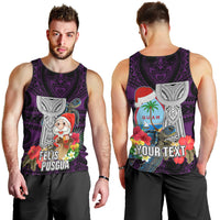 Custom Guam Christmas Men Tank Top Santa Gift Latte Stone and Sea Turle Mix Hibiscus Chamorro Pink Style LT03 - Polynesian Pride