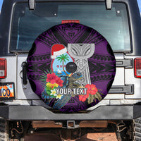 Custom Guam Christmas Spare Tire Cover Santa Gift Latte Stone and Sea Turle Mix Hibiscus Chamorro Pink Style LT03 Pink - Polynesian Pride